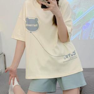 여성 여름 잠옷 파자마 베어 반팔 캡내장 홈웨어 세트 여름잠옷 겨울잠옷 커플잠옷