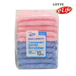 롯데이라이프 투명 스펀지 수세미 대용량