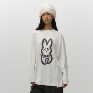 언레이블 루즈핏 리본 테이프 롱슬리브 화이트