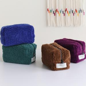 오리고 플러피 체크 파우치 10*16*8cm (4color)
