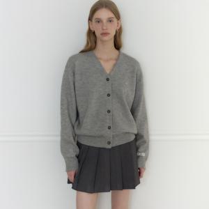 [아워호프] Logo V-neck Cozy Cardigan - Melange grey [H25FA-KN06-MGR]