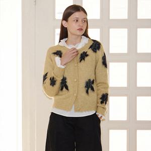 [바이탈싸인] 헤어리 플라워 메리노울 니트 가디건 3colors_Dark Yellow