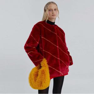 [최초가328,000]마젠타 스트라이프 퍼 자켓_MW4WJK69X