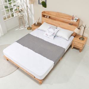 덴버 더블킹 1700 다리형 선반 LED 침대 참죽 원목 프레임  착불