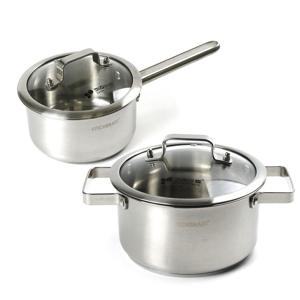 3중바닥 인덕션 스텐냄비 2종세트 편수 양수