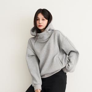 [피핀] [패턴퀸 GOLF] 마이크로 플리스 하이넥 돗드 부클 후드탑 #111887