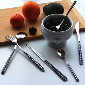 네바 무광 스텐 커트러리 6종 풀세트 (젓가락+스푼+포크+나이프+케이크포크+티스푼)