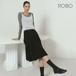 [온플] 로보 25FW 이태리 스웨이드 플리츠 스커트