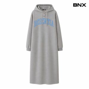 정상가:79,000원 ㅣ 오버핏 후드 스트라이프 롱 원피스 (BX3OP001L0)