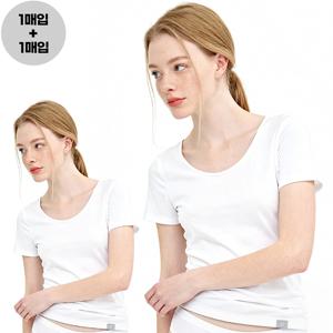 여성 반팔 가을 흰색 내복 내의 상의 모달 스판 흰내의 백색 2장