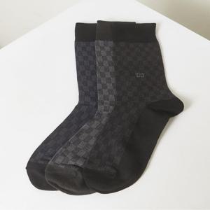 액세서리 [[25FW]] DBSS5F601BK [남성장목3족] 면혼방 블랙 체커보드 장목 3족세트