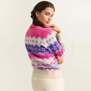 여성 홀리데이 패턴 방풍 스웨터 핑크 MQ422LSWN2