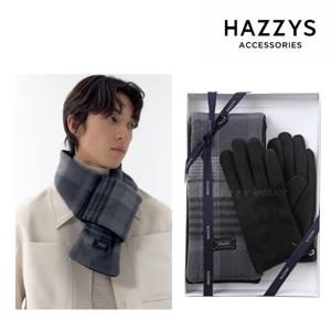 [연말선물]블랙 체크 울 머플러+블랙 베이직 울장갑 세트 [남성] J311+J021