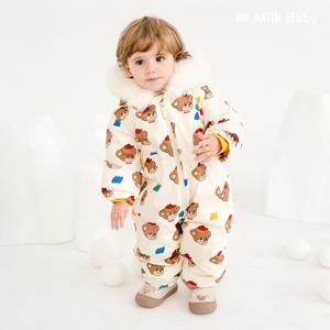 리틀밀크베어 유아올인원 방한스키복