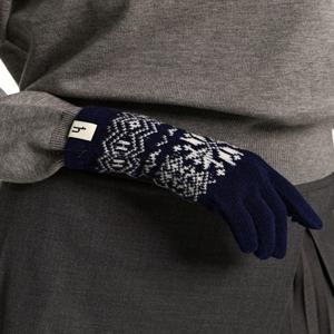 [선물포장][여성장갑] 네이비 패턴배색 울캐시미어혼방 장갑 HIGV5F740N2