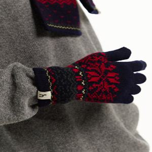 [선물포장][여성장갑] 레드 패턴배색 울캐시미어혼방 장갑 HIGV5F741R2
