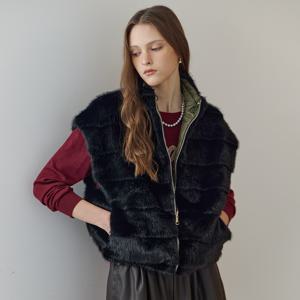 패널 페이크 퍼 리버시블 패딩 베스트