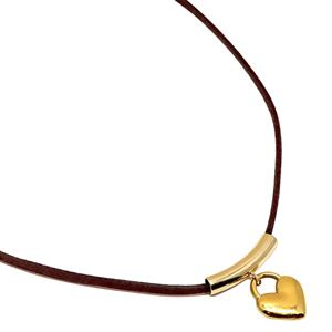 골드 하트 가죽 목걸이 NK152