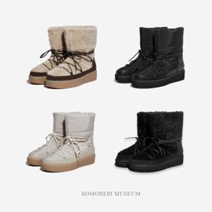 [정상가 176,000원] 4Colors_스웨이드 패디드 & 램 시어링 스노우 앵클 부츠 2Type I KM136