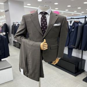 남자 가을겨울 울 60% 다크 베이지 면접 예복 혼주 빅사이즈 정장 수트 양복 세트_JK