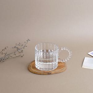 유니크 구슬 손잡이컵 스트라이프 320ml 6개 1세트 유리머그 크리스탈머그 유리손잡이컵 물컵