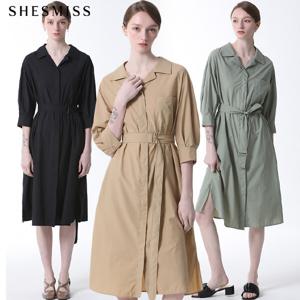 (SHESMISS)] 오픈카라 셔츠형 원피스 (택가격: 268000원)
