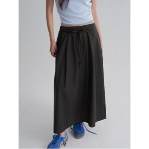 코튼 리본 롱 스커트 - 블랙 (325727LY25)