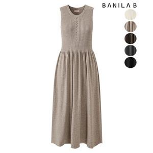 여성 슬리브리스 니트 롱 원피스