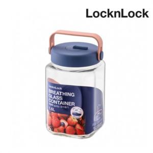 락앤락 핸들형 숨쉬는 유리용기 과실주병 1.6L 네이비 담금주 이지그립 숨밸브 양조절가능