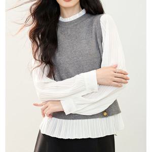 [하프클럽] 베스트 레이어드 러플넥블라우스 7DA8B8