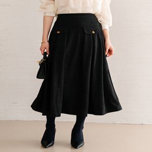 투포켓 스웨이드 플레어 스커트_M2509SK074C