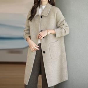 258801 - 헤링본 하프코트 모직코트 겨울코트 캐시미어코트 여성겨울코트 핸드메이드코트 여성롱코트 여성오버핏코트
