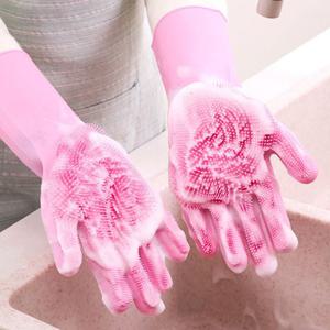 실리콘 수세미 고무장갑 핑크 세차 세척 설거지 장갑 수세미고무장갑 쑤세미고무장갑