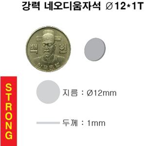 초강력 네오디움 영구 원형 자석 12X1T 10개 네오듐 네오디뮴 네오디미움 neodymium rareearth