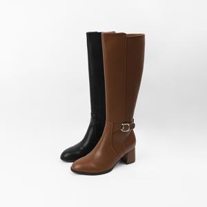 신난다슈 여성 롱부츠 6cm 2종 여자 부츠 힐 발편한 통굽 소가죽 버클 BS25068