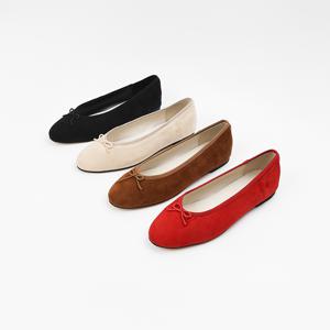 신난다슈 여성 리본 플랫 슈즈 1cm 발편한 펌프스 구두 단화 스웨이드 ST251831