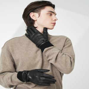 액세서리 남성 [[25FW]] JUGV5F611BK 블랙 스트랩장식 양가죽 스마트터치 남자장갑