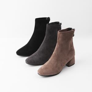 신난다슈 여성 앵클 부츠 힐 5cm 스판 숏 앵글 부츠 스웨이드 통굽 MRO253032