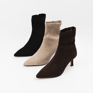 신난다슈 여성 앵클 부츠 힐 7cm 스틸레토 숏 스판 앵글 부츠 스웨이드ST251844