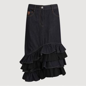 [최초가:498,000원] 아틀리에-셔링훌 데님 스커트 LFPDW24820