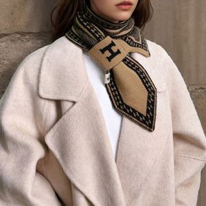 홀릭 이니셜 H 리본 쁘띠 고리 니트 머플러 4color