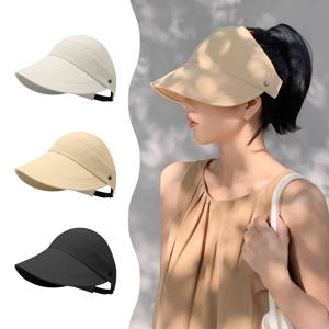 [1+1] 자외선차단 포니테일 모자 여성 썬캡 개방형 챙모자 버킷햇 컬러3종