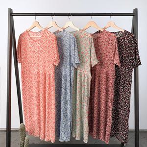 [1+1] 쁘띠플라워 플리츠 원피스 잠옷 시원한 꽃무늬 홈웨어 패턴5종