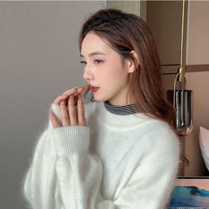 스트라이프 목폴라 남녀공용 겨울 카라 페이크 넥워머