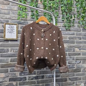 [브리치]  / 보들 포그니 도트 라운드 루즈핏 가디건