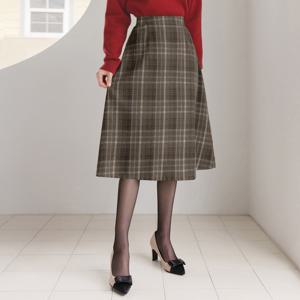 (~XXL까지) 라엘타노 밴딩 체크 플레어 스커트 겨울 데일리 롱스커트 캐쥬얼 출근룩 베이직 빅사이즈