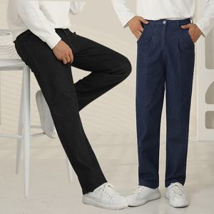 빅사이즈 30-44인치까지 남녀공용 JP-103 핀턱 기본 스판 청바지 일자핏 데일리 데님