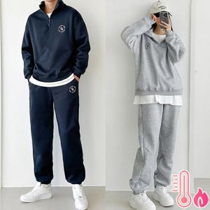 [하프클럽] M기모 카리지 반집업 조거세트 트레이닝세트 반집업 조거팬츠 겨울츄리닝 카라맨투맨 자수 데일리룩