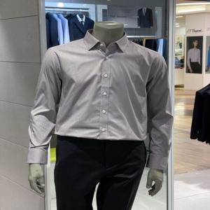 남성 브라운체크 이지케어 스판 히든 버튼다운 데일리 긴팔 드레스셔츠 정장 와이셔츠 남방