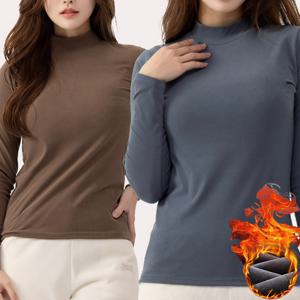 에버라스트 여성 레이어드 기모 목폴라 겨울 반목티 5컬러